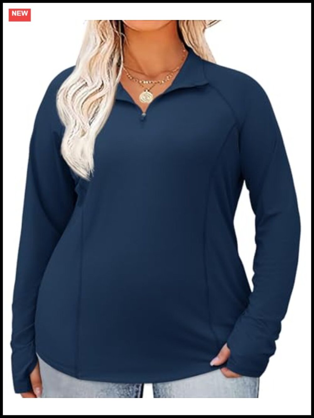 Plus Size Long Sleeve 1/4 Zip UPF 50+ Sun Protection Quick Dry Athletic Polo